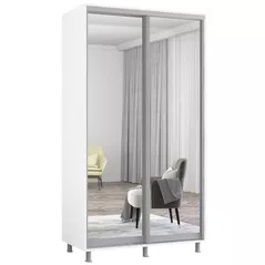 Dulap Mobildor-Lux Aron-S uși glisante din oglinzi (130x60x220H cm) Alb Brilliant