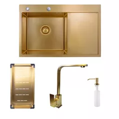 Мойка кухонная со смесителем SanDonna HD7850 Auriu + NERA Auriu