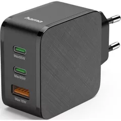 Încărcător cu fir Hama 201961 Fast Charger, 2x USB-C PD, 1x USB-A QC, 65W, black
