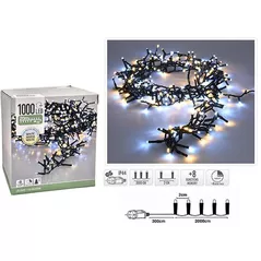 Ghirlandă Promstore 56496 Luminite de Craciun Fir-cascadă, 1410LED(1000/410), 20m, timer, alb-cald/alb