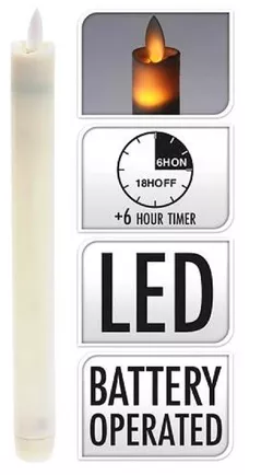 Свеча Promstore 42507 Свеча высокая LED 23cm, таймер, пластик, белый