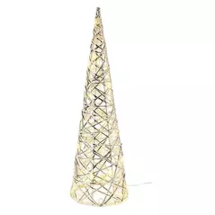 Figurină cu lumină Promstore 56530 Figurina luminoasa Brad-piramida 20LED, 40cm, argintie