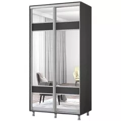 Dulap Mobildor-Lux Aron-S 1.0m-1.8m uși glisante din PAL cu oglindă zebra (170x60x210H cm) Anthracite