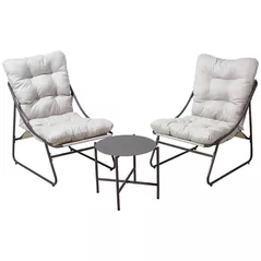 Садовая мебель ProGarden 57450 Set mobilier 5 unitati: masa, 2 fotolii, 2 saltele, gri