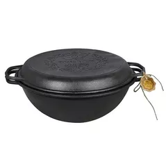 Казан Rishtan Ceramic Uzbec WOK 8L cu capac, fonta