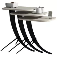 Журнальный столик Trendy Pion, Кремовый, вложенный столик (3 шт.)