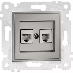 Розетка электрическая Mono Electric Данные + телефонная розетка (RJ45 CAT6, RJ11 CAT3) механизм серебристый