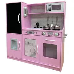 Bucătărie și veselă de jucărie Richi (63284) Bucatarie din lemn pentru fetite, cu sunete si lumini