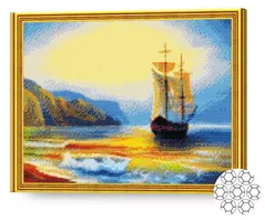 Tablou pe numere Art Gallery GA70524 Mozaic cu diamante 40x50cm Corabie langa mal