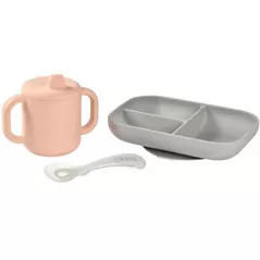 Seturi pentru hrănire bebelușilor Beaba B913527 Learning Set + Cup Pink