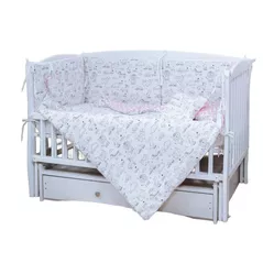 Lenjerie de pat pentru copii PernaMea Set lenjerie 5 piese Junior Happy Baby Roz (PM.101649/2)