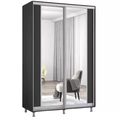 Dulap Mobildor-Lux Aron-P uși glisante din PAL cu oglindă vertical (140x60x220H cm) Anthracite