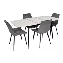 Комплект стол и стулья Evelin di Costacurta стол DT-532R B + 4 стула YTC-055B Blu-14 (Dark grey)