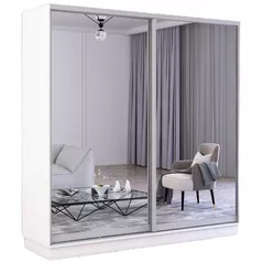 Dulap Mobildor-Lux Fox uși glisante din oglinzi (220x60x230H cm) Alb