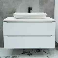 Шкаф под умывальник Bayro подвесной Bergamo 1000 под столешницу белый мат