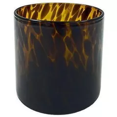 Lumânare H&S 48219 Подсвечник стеклянный Цилиндр 10x10cm Brown Dots