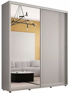 Шкаф Mobildor-Lux Compact uși glisante Oglindă + PAL cu ornament linii (180x45x220H cm) Grey