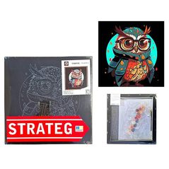 Tablou pe numere Strateg 57199 fundal negru 30x30cm Bufnița
