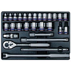 Набор ручных инструментов King Tony 9-4328MR набор 1/2" головок 6 гран. 8-32мм принадл. 28 пр.