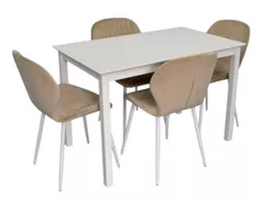 Комплект стол и стулья Evelin di Costacurta стол GLORIA White + 4 стула YTC-064Wh UF910-01 beige
