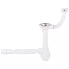 Sifon pentru chiuvetă bucătărie Uniplast B3-MF45 tip butelie D.3.1/2"x40 cu 1 racord, furtun gofrat 40/50 METLINE