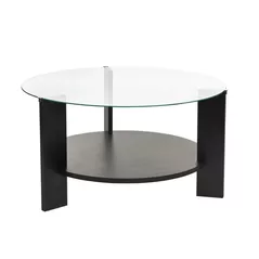 Журнальный столик Trendy Clara, Masuta de cafea, Wood Black, Transparent, 75x40x75cm