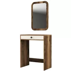 Măsuţa de toaletă Trendy Oglinda Lizbon Nuc, Crem (masa de machiaj) (GTR001455)