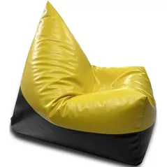 Fotoliu BeanBag BeanBag BM5801, Piramida, XL, piele ecologică lucioasă MAX, galben cu negru