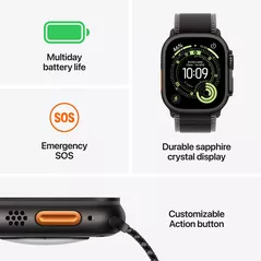 Смарт часы Apple Watch Ultra 3 GPS + Cellular 49mm Black Titanium Case with Black Alpine Loop - Large MF0X4QI/A