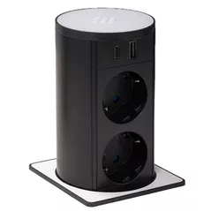 Розетка электрическая ASA Plastici 060.47F.00014 Versalift square version 2 sockets F + 1 USB 5V (A+C) White methacryate