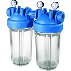 Carcasă pentru filtru de apă ATLAS Filtri Filtru DP 10 BB duo Big M transporent 1" (fără cartuş)