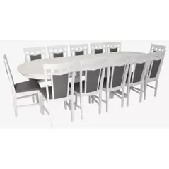 Комплект стол и стулья Evelin di Costacurta стол HV-33V White + 12 стульев Deppa R White/NV-10WP Grey