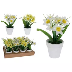 Искусственное растение Promstore 55243 Искусственный цветок нарцисс в горшке, 20 x 7 см, 2 цвета