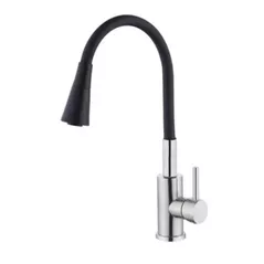 Смеситель кухонный Hydro S Aquafix 821, din inox pipă flexibilă, neagră (0400366)