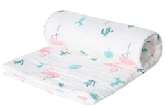 Комплект подушек и одеял Akuku A0686 Flamingos, paturica din muselina 110x105cm
