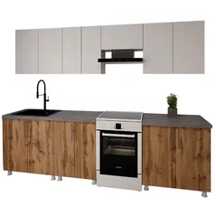 Mobilă pentru bucatarie Smartex (30034) K1 280cm Alb+Stejar inchis