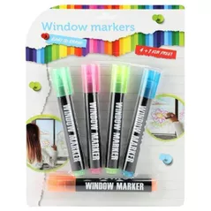 Набор для творчества Toi-Toys 47111A Markere lavabile pentru geam și sticlă, 5buc
