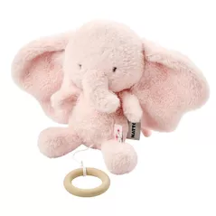Jucărie cu pandantiv Nattou 759182 Fanfan musical plush toy elephant pink