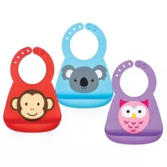 Bavețică Nuby ID4431 Нагрудник силиконовый с карманом Животные