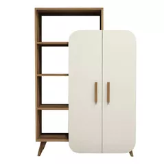 Raft de birou Trendy Forma, Nuc, Smantana 90x132x32cm, raft de carti