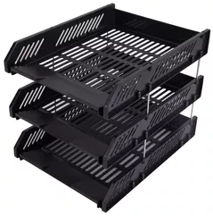 Лоток для документов Deli DLE9209-02 Set 3 tavite suprapozabile Simpli, negru