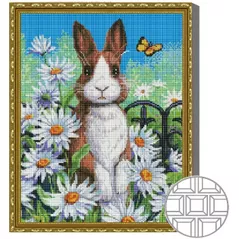 Tablou pe numere Art Gallery QB206166 Mozaic cu diamante patrate 40x50cm Iepuras printre romanite