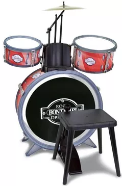 Музыкальная игрушка Bontempi 514506 Барабанная установка 4 предмета со стулом и 2 палочками