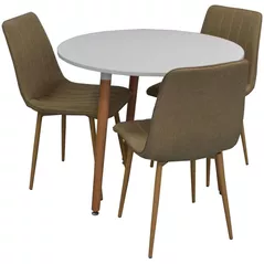 Комплект стол и стулья Evelin di Costacurta стол DT-404-1 + 3 стула XR-154WO Beige9 (rogojca) (3544)