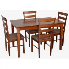 Комплект стол и стулья Evelin di Costacurta стол HV-27V Burnish Oak + 4 стула GLORIA Burnish Oak/Ekea12 Dark Brown
