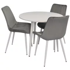 Комплект стол и стулья Evelin di Costacurta стол DT 404-5Wh + 3 стула YTC-055Wh Light grey