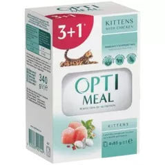 Hrană pentru animale de companie Optimeal 24231049 pouch Super Premium pentru pisoi, pui, 3+1/85 g (8 buc. în cutie)