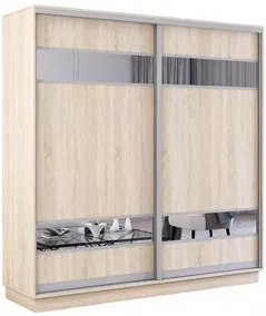 Шкаф Mobildor-Lux Fox uși glisante din PAL cu elemente din oglindă (210x60x230H cm) Sonoma