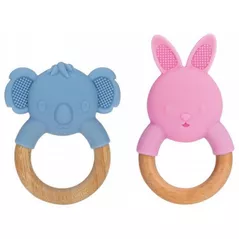 Игрушка-прорезыватель Nuby NV06011 Прорезыватель дерево/силикон в асс2 bunny/koala -3m+