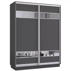 Шкаф Mobildor-Lux Раздвижные двери Fox из ДСП с зеркальными элементами (220x60x210 см, высота) Антрацит